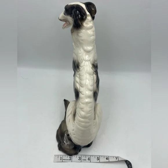 Cuernavaca Mexico Hand Painted Ceramic Borzoi Russian Wolfhound Dog Sculpture